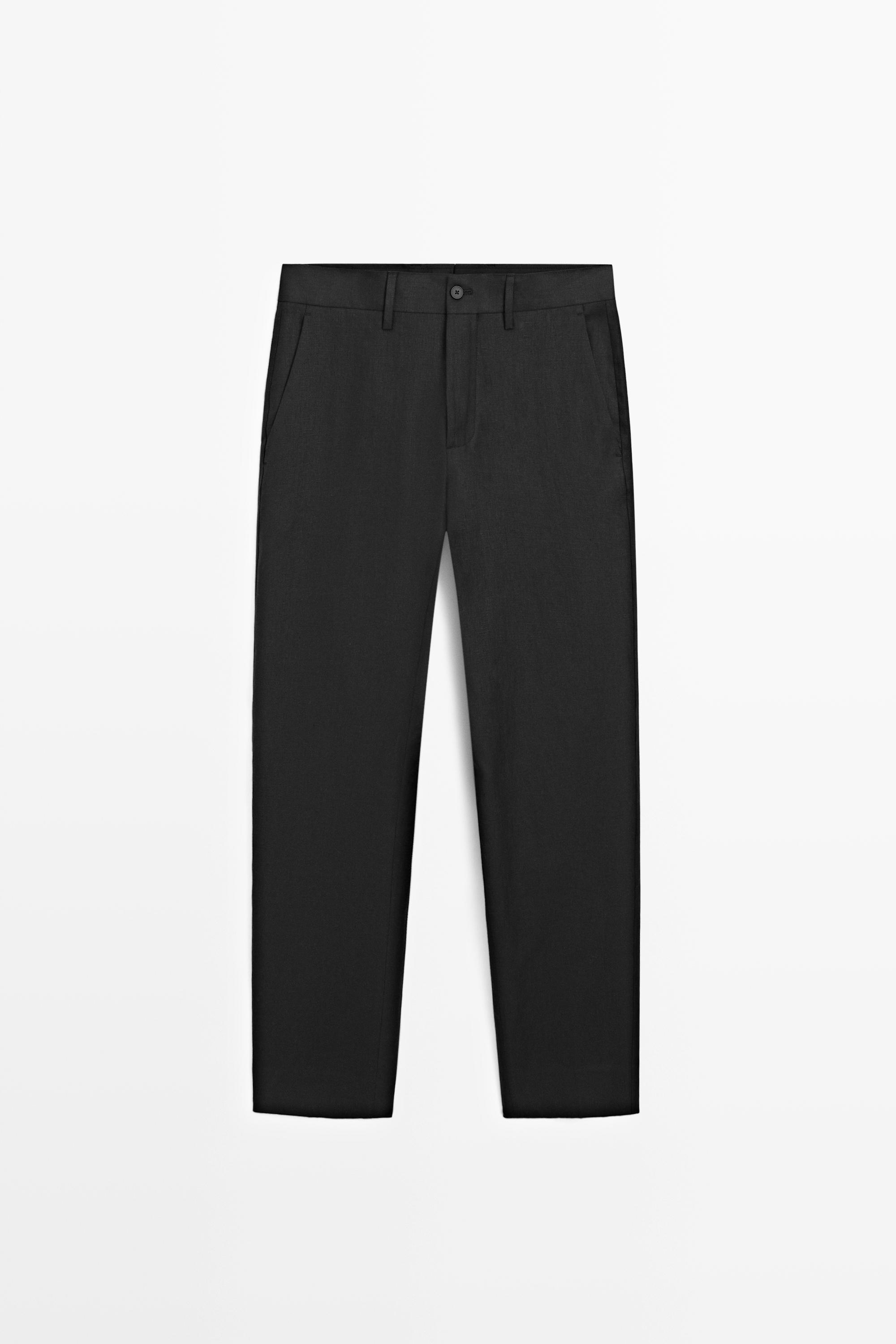 Tailored fit 100% linen suit trousers